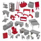 BMC Toys Classic Marx Furniture Modern Gray and Red Colors Vignette