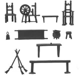 BMC Toys Classic Marx Traditional Antique Colonial Doll House and Playset Furniture and Accessories Coal-Black Color Close Up View