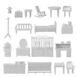 BMC Toys Classic Marx Traditional Antique Western Hotel Doll House and Playset Furniture Soft-White Colors Close Up View