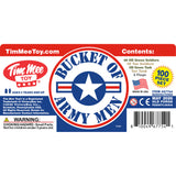 Tim Mee Toy Bucket of Soldiers Plastic Army Men 100 Piece Tan vs. OD-Green Playset Label Art