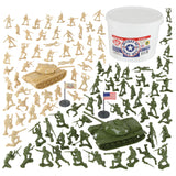 Tim Mee Toy Bucket of Soldiers Plastic Army Men 100 Piece Tan vs. OD-Green Playset Main Image