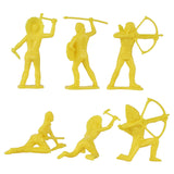 Tim Mee Toy Western  Plains Indian Native American Yellow Plastic Toy Figures Close Up Back View