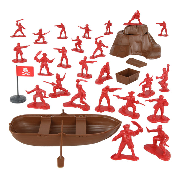 Tim Mee Toy Pirates of Treasure Island Red and Brown 28pc Playset Vignette