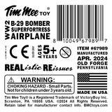 Tim Mee Toy WW2 B-29 Superfortress Bomber Plane Silver-Gray Color Plastic Army Men Aircraft Label Art